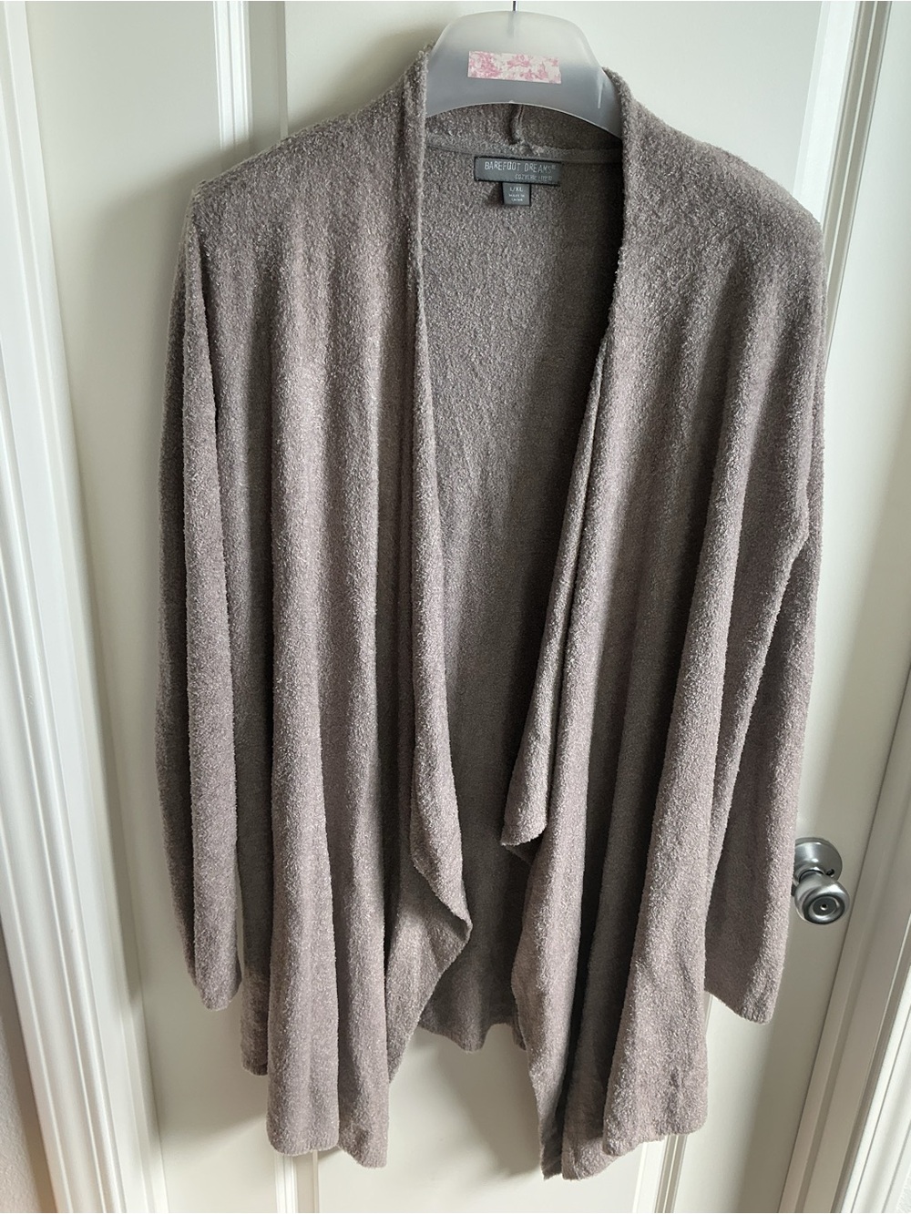 Barefoot Dreams Taupe Draped Open-Front Women's Cardigan